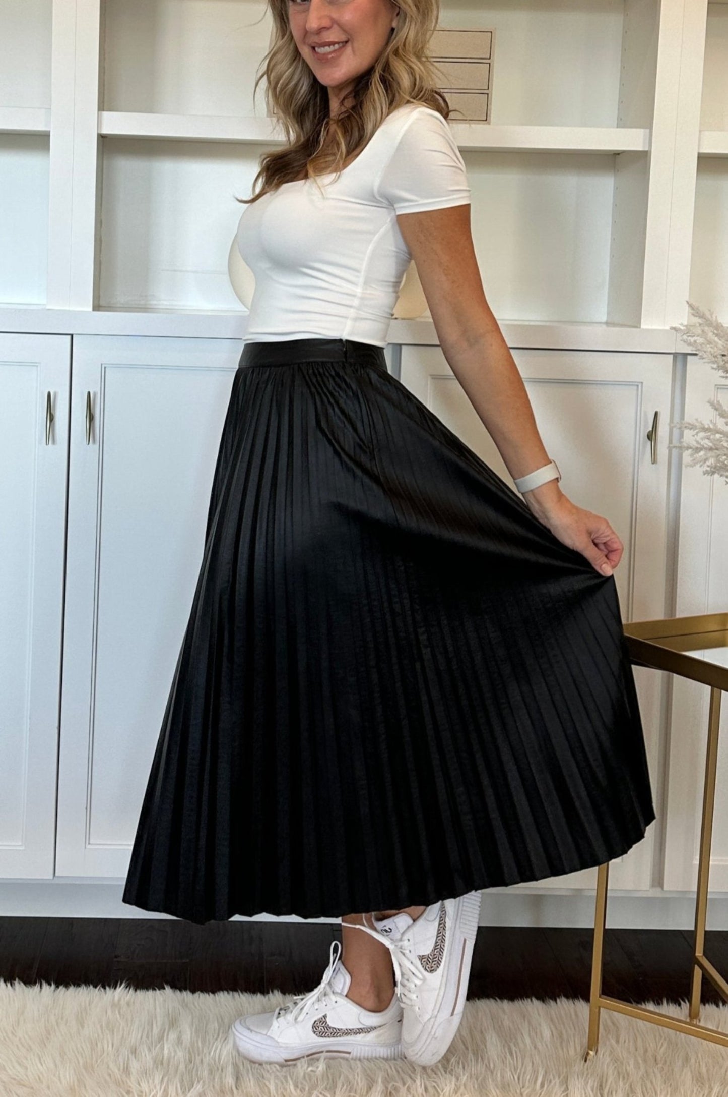 The Pamela "Leather" Pleated Skirt